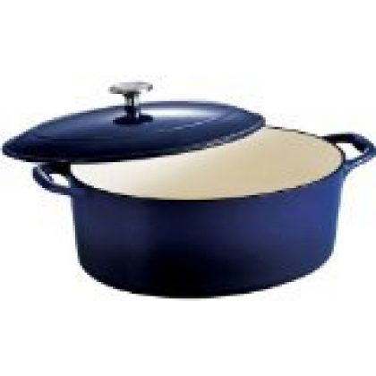 Tramontina Enameled Cast Iron Covered Oval Dutch Oven, 7-Quart, Gradated Cobalt