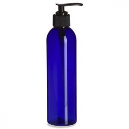 8 Oz Plastic PET Bullet Bottle (Blue) with Pump Dispenser (Set of 6)