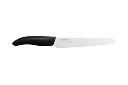 Kyocera Revolution Series 7-Inch Serrated Slicing Bread Knife, Black Handle with White Blade
