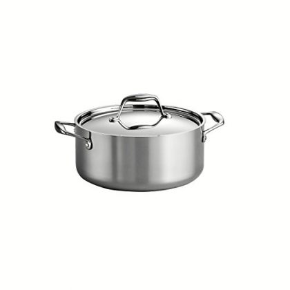Tramontina 80116/025DS Gourmet 18/10 Stainless Steel Induction-Ready Tri-Ply Clad Covered Dutch Oven, 5-Quart, Stainless