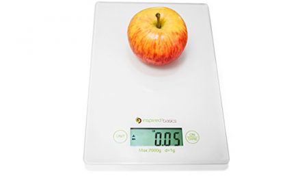 Inspired Basics Digital Kitchen Scale Slim Design Food Scale Easy to Clean Glass Surface 15 Lbs