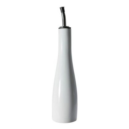 White Porcelain Oil Bottle / Vinegar Cruet, Dispenser (10-Ounce)