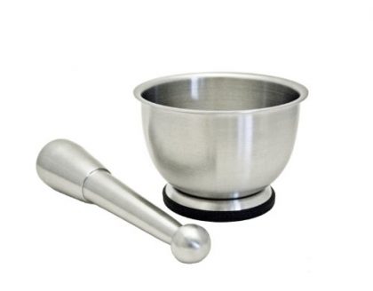 StainlessLUX 75551 Large Stainless Steel Mortar and Pestle Set/Spice Grinder/Molcajete, 18-Ounce/2.25-Cup, Brushed Finish