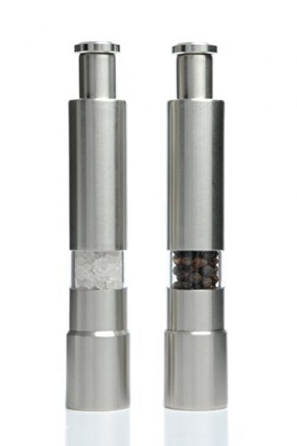 Copy of Grind Gourmet’s Original Salt and Pepper Grinder Pump and Grind Pepper Mills, Stainless One Hand Operated Salt and Pepper Mills Set of 2 or Buy a Single Pepper Mill (2)