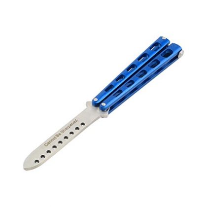 Preup Practice Metal Butterfly Steel Trainer Training Dull Knife Cool Sport Tool (Blue)