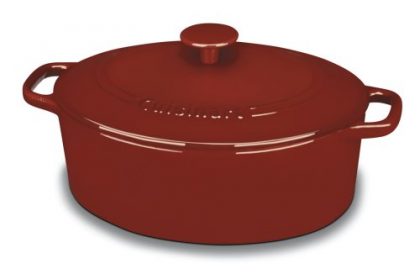 Cuisinart CI755-30CR Chef’s Classic Enameled Cast Iron 5-1/2-Quart Oval Covered Casserole, Cardinal Red
