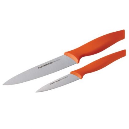 Rachael Ray 2-Piece Cutlery Japanese Stainless Steel Fruit and Vegetable Knife Set with Orange Handles and Sheaths