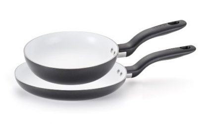 T-fal C921S2 Initiatives Ceramic Nonstick Dishwasher Safe Oven Safe Healthy PTFE-PFOA-Cadmium Free 8 and 10-Inch Fry Pan Cookware Set, 2-Piece, Black