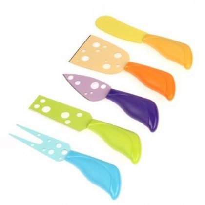 Beauty-flower(tm) Multi-colored Cheese Knife Set for Brie Camembert Parmesan (5-piece) (Multi-Colored Resin)