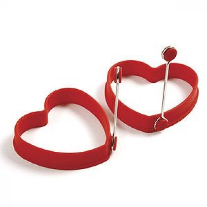 2pc Silicone Heart Pancake Egg Rings Red