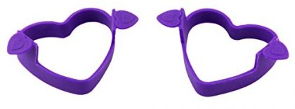 Bakerpan Silicone Egg Ring, Heart Shapes, 4 Inch, Pancake Ring, Purple, 2 Pack