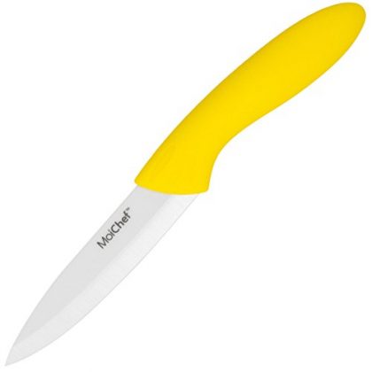 MoiChef 4″ Premium Fruit Knife (Yellow) with Super Sharp Razor Edge Zirconium Ceramic Blade + White Sheath Prevents Chipping