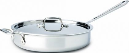 All-Clad 4403 Stainless Steel Tri-Ply Bonded Dishwasher Safe 3-Quart Saute Pan with Lid / Cookware, Silver