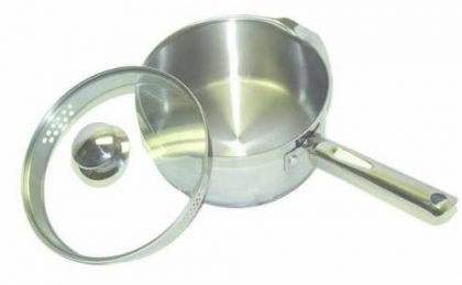 WearEver A83424 Cook and Strain Stainless Steel Sauce Pan with Glass Straining Lid Cookware, 3-Quart, Silver