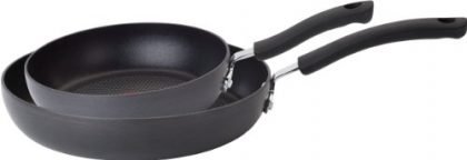 T-fal E918S2 Ultimate Hard Anodized Durable Nonstick Expert Interior Thermo-Spot Heat Indicator Anti-Warp Dishwasher Safe Oven Safe 8-Inch and 10-Inch Saute Pan / Fry Pan Cookware Set, 2-Piece, Gray