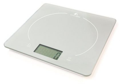 Kitchen Gurus Glass Top Digital Food Scale – Ultra Slim Design and Easy to Clean Surface (Silver)