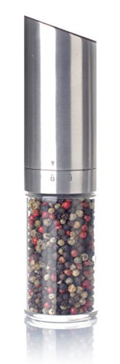 IL Picco Electric Salt or Pepper Mill Grinder – Battery Operated – Gravity Mill Operates By Tilting – Stainless Steel with Modern Design