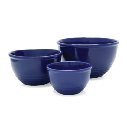 Chantal 3-Piece Stoneware Ring Bowl Set-Glossy Indigo Blue