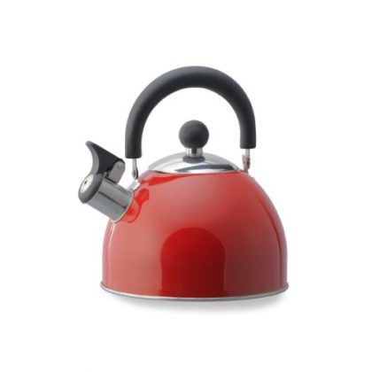 Kamenstein Whistle Tea Kettle (Stainless Steel, 2-Quart, Red)