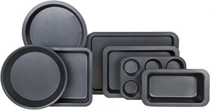 Bakeware Set – Juvale 7 Piece Bakeware Set includes Two Pie Pans, a Square cake pan, Baking Pan, a Cookie Sheet, a Bread Pan, a Muffin Pan