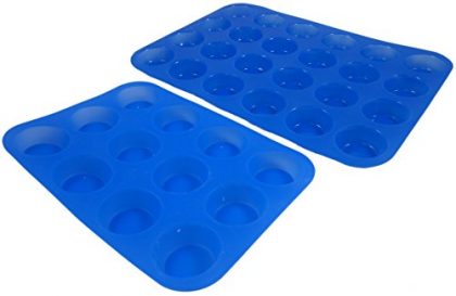 Silicone Mini Muffin and Cupcake Pan 12 and 24 Cavity (2 Pan Pack)