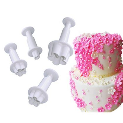 FOUR-C Cake Supplies Flower Blossom Fondant Cutters Cupcake Decorating Tools Color White