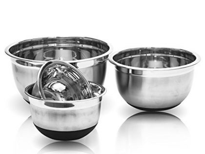 Imperial Home 4pc Stainless Steel Mixing Bowl Set with Non-Skid Silicone Bottoms