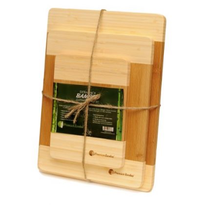 Extra Thick Bamboo Cutting Board Set – Thick Strong Bamboo Wood Cutting Board With Beautiful White Edge by Premium Bamboo®
