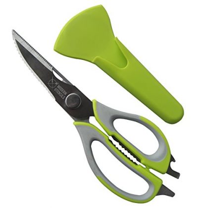 Modern Utensils – Heavy Duty 7-in-1 Multifunction Kitchen Shears Take-apart with Magnetic Sheath/holder – Best for Poultry or As Bottle Opener, Nut Cracker, Knife, Can Opener. Speed up your preparations.