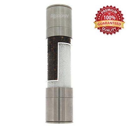 DRAGONN® 2-in-1 Salt and Pepper Grinder Set – Premium Salt and Pepper Mill, Ceramic Grinding Mechanism, Stainless Steel Design, Adjustable Grind