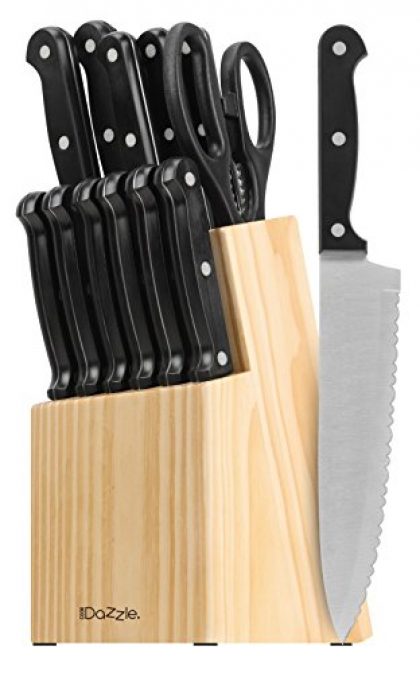 CookDazzle Series 14-piece Knife and Wood Block Set