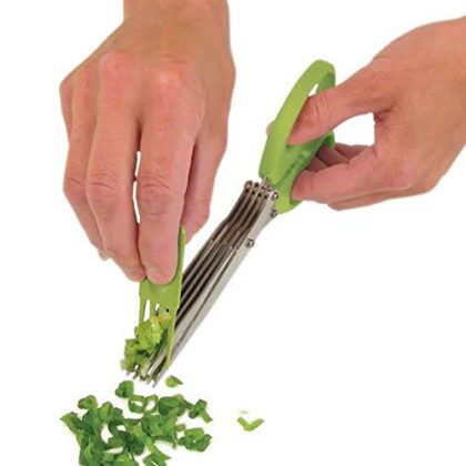 Master Culinary Multipurpose 5-blade Herb Scissors w/ “Longfinger” Cleaning Brush | Time-Saving Kitchen Shears Chop Herbs Fast |