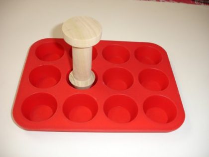 Ddaisy Tart Tamper & 12Cup Silicone Mini Muffin Pan Combo Red