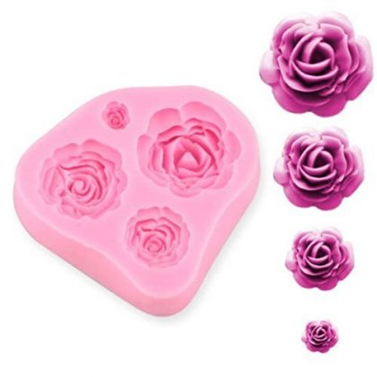 4 Size Roses Flower Silicone Cake Mould Chocolate Sugarcraft Decorating Fondant Fimo Tool Gift