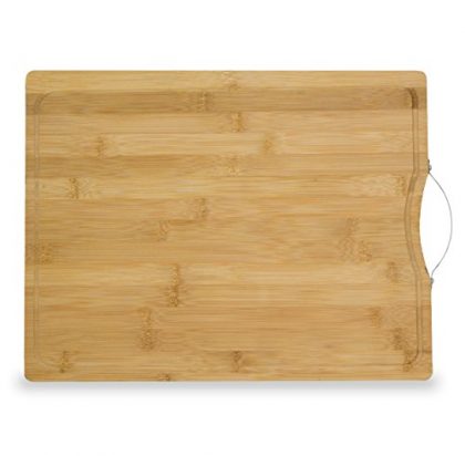 Chef Essential Extra Large Bamboo Cutting Board, 16×12 Thick Antimicrobial Bamboo with Drip Groove and Handle