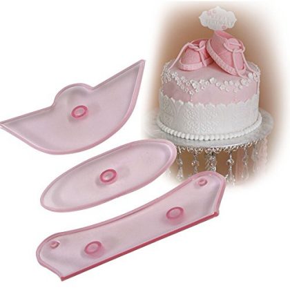 Kitchen 3pcs/set Plastic Fondant Baby Bootee Mold Cake Bebe Shoe Cookie Cutter Cake Decorating Tools Ferramentas Bolo Color Pink