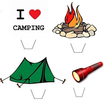 Novelty Camping Mix 12 Edible Stand up wafer paper cake toppers (5 – 10 BUSINESS DAYS DELIVERY FROM UK)