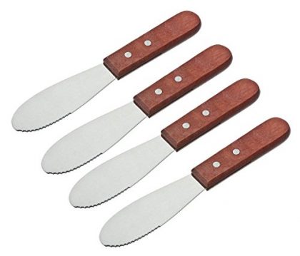 Adorox Wide Stainless Steel Spreader Kitchen Knives for Sandwiches Butter Cheese (Set of 4)