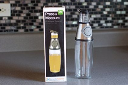Oil and Vinegar Dispenser Salad Oil Bottle with Press and Measure Non-spill Spout By Elemental Kitchen 17oz Size