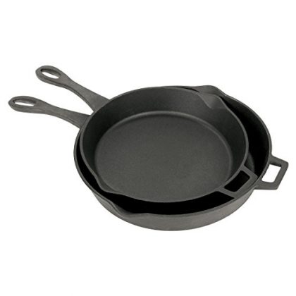 Bayou Classic 7453 Cast Iron Skillet Set, 12-Inch and 14-Inch, Black Cast Iron