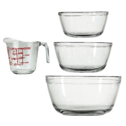 Anchor Hocking 4-Piece Mixing Bowl Set, Clear