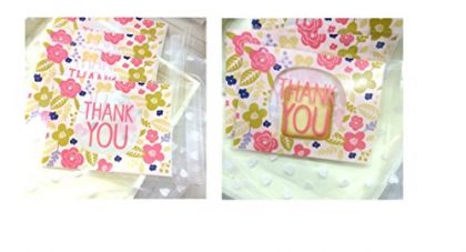100 Pieces Small Flower Package Bag Thank YOU Decoration Plastic Cookie Candy Dessert Gift Packing Favors Self Adhesive Bags