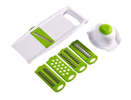 Creative Multi-Function Kitchen Tools – Fruits Vegetables Mandoline Slicer – Stainless Steel Blades Cutter Graters Julienne Slicers with Food Safety Holder 5 Pcs/Set – BPA-Free ABS Plastic for Extreme Durability