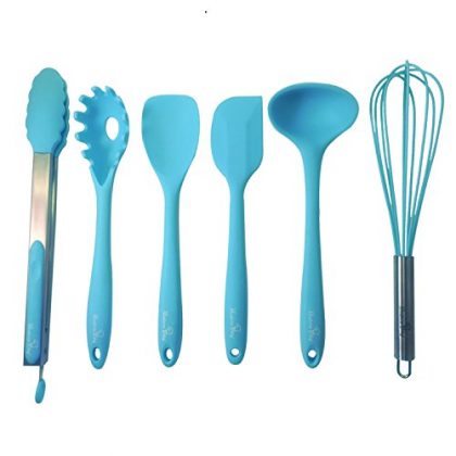 Premium Kitchen Utensil Set. Quality Silicone Cooking Set of 6. Hygienic, Durable, Non-stick, & High Temp Cooking Utensils. Includes a Free Paleo Cookbook.