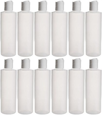 Earth’s Essentials Twelve Pack Of Refillable 8 Oz. Squeeze Bottles With One Hand Press Cap Dispenser Tops. Great for Dispensing Lotions, Shampoos and Massage Oils.