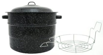 Granite Ware 0707-1 Steel/Porcelain Water-Bath Canner with Rack, 21.5-Quart, Black