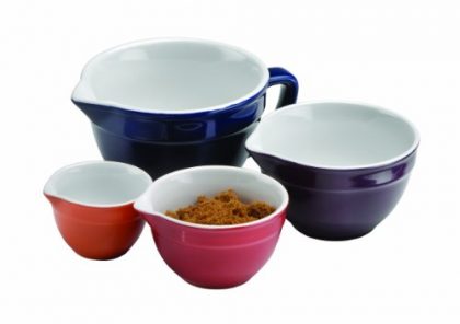 Anchor Hocking 4-Piece Ceramic Batter Bowl and Measuring Cup Set
