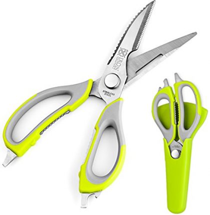 Kitchen Shears / Kitchen Scissors with Soft Rubber Grips, Along with a Magmatic Fridge Holster