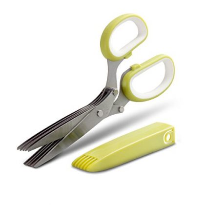 Orblue Herb Scissors, Food Cutter Shears with Five 3-Inch Blades, Chopper Blade Cover Included (1-Pack)