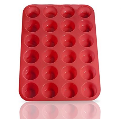 Silicone Mini Muffin Pans, 24 Cup Premium Cupcakes Pan Shapes, Non-stick, BPA-free Food Grade Silicon Mold Material with Heat Resistant up to 450° F! Microwave & Dishwasher Safe, Non Toxic Muffin-tray